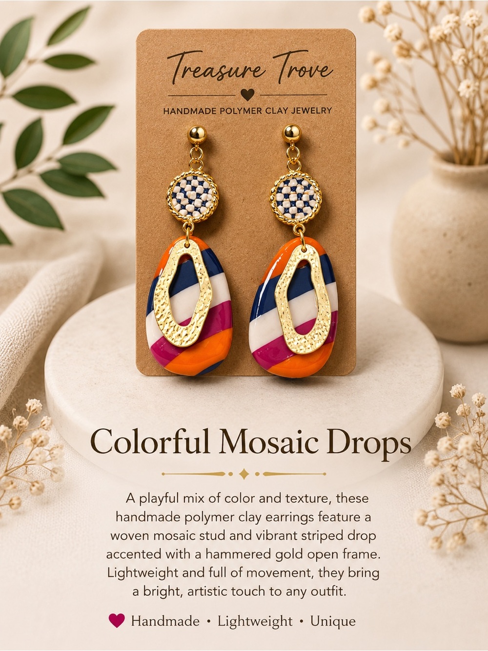 Treasure Trove Multicolor Striped Drop Earrings
